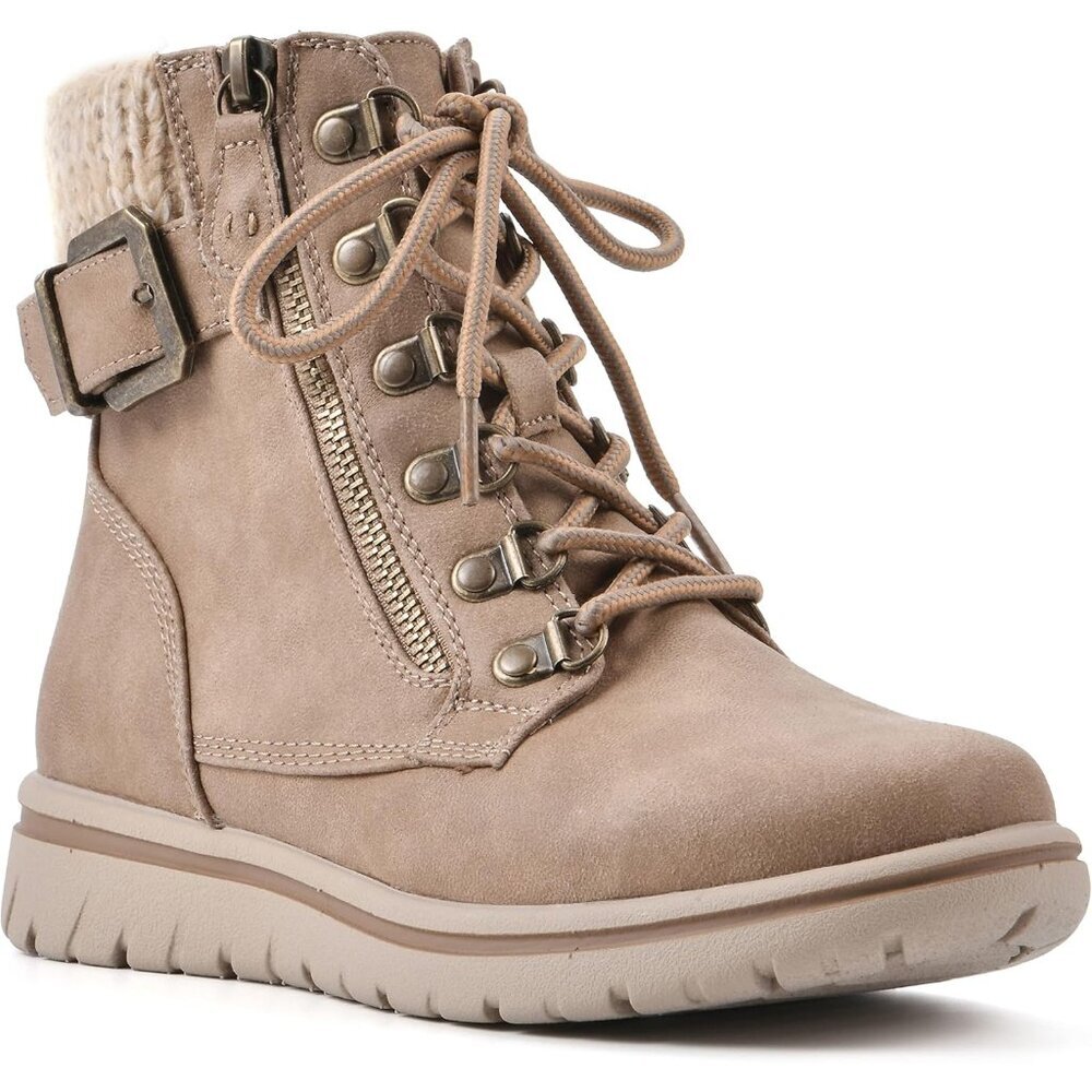 Women's Cushioned Hiker Ankle Boots Knit Collar Lightweight Synthetic Sole